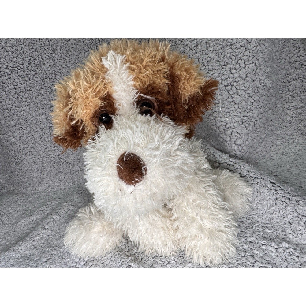 Vintage Kellytoy Brown White Floppy Puppy Dog Plush Stuffed Animal 16" Shaggy EU